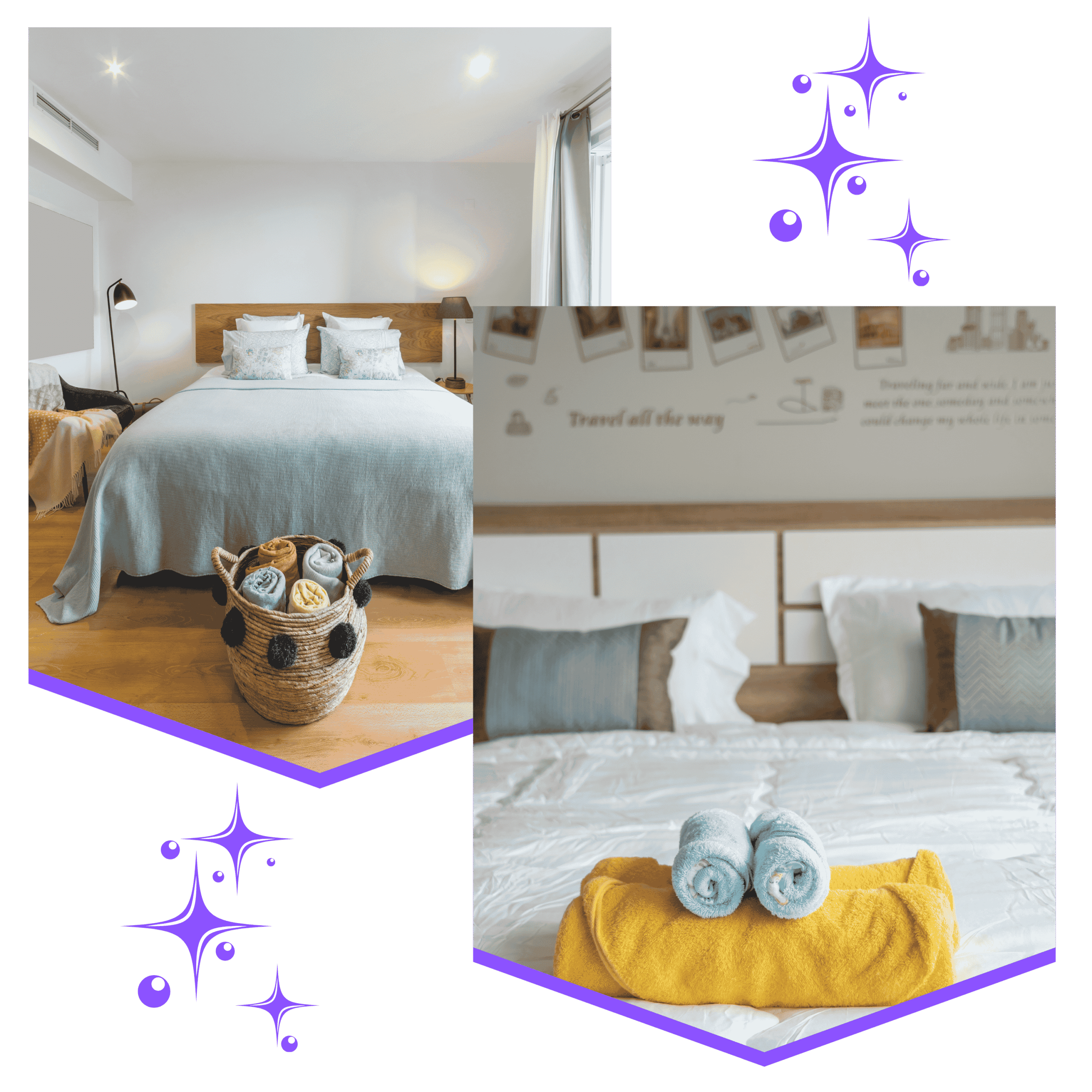 Turnover cleaning service refreshing a bedroom in a Bartlesville Airbnb rental